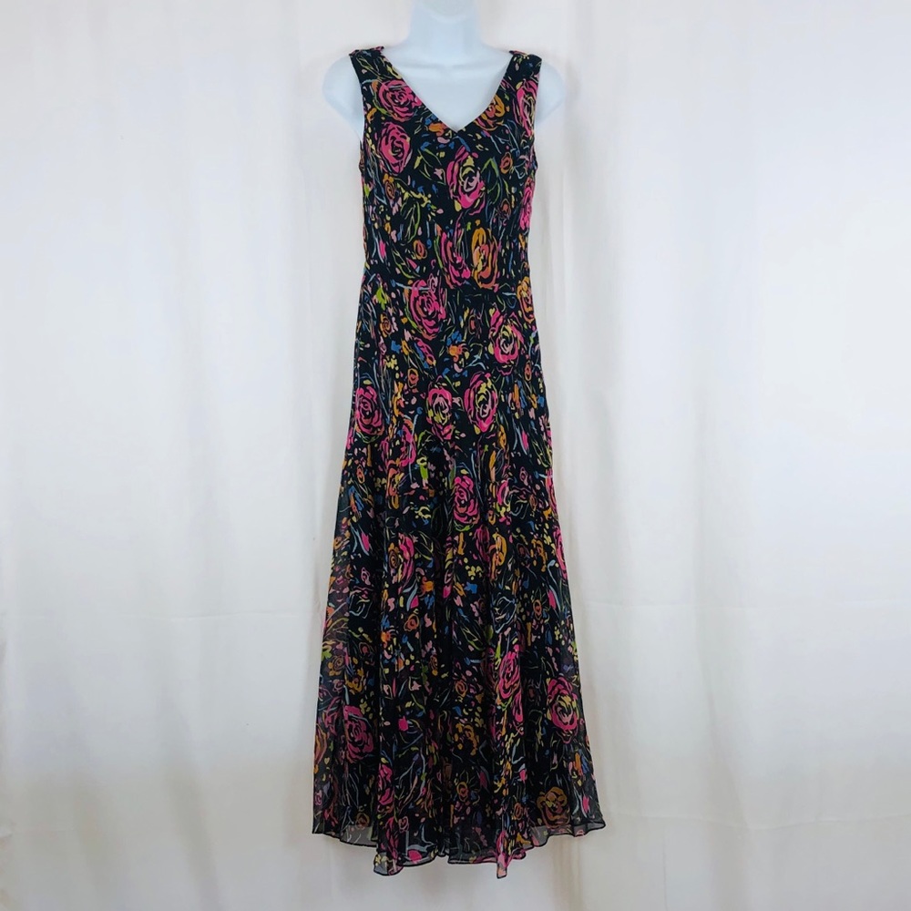 Talbots Silk floral sleeveless Maxi dress 4